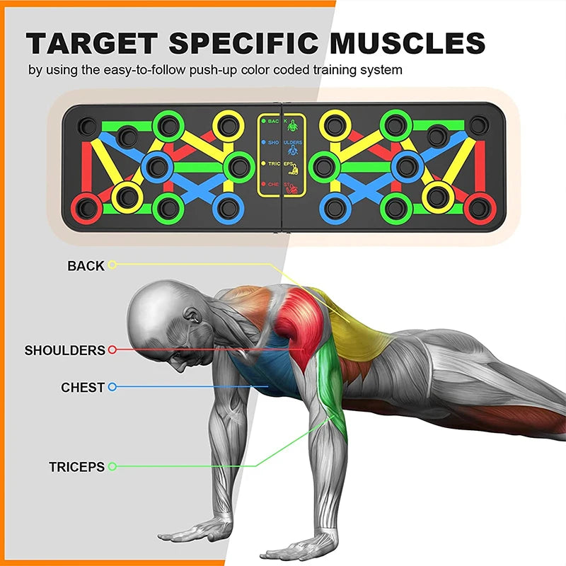 Folding Push-Up Board Multi-Mode Adjustable with Chest Abdomen Back Partition Core Muscle Exerciser