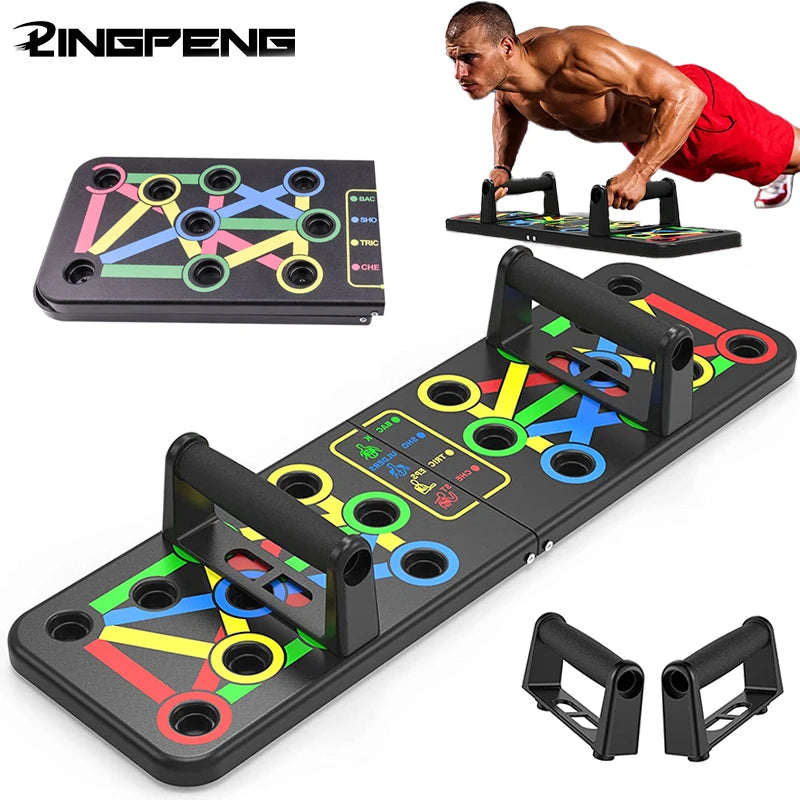 Folding Push-Up Board Multi-Mode Adjustable with Chest Abdomen Back Partition Core Muscle Exerciser