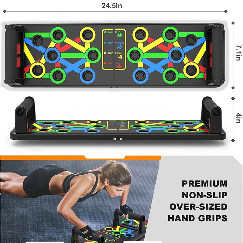 Folding Push-Up Board Multi-Mode Adjustable with Chest Abdomen Back Partition Core Muscle Exerciser